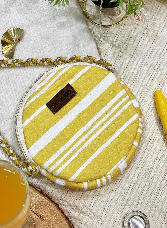 ASTRID Round Quilted Sling Bag For Girls (yellow) - Image 2